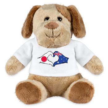 Japan Australia Flag Hands Heart Shape - MiniFeet® Dog Helge - white - Front