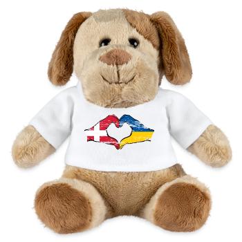 Danemark, Ukraine, drapeau, forme de coeur utilisé - Chien en peluche Helge MiniFeet® - blanc - Devant