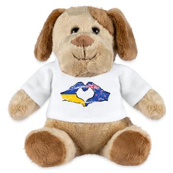 Drapeau de l’Ukraine Nouvelle-Zélande mains forme de coeur utilisé - Chien en peluche Helge MiniFeet® - blanc - Devant