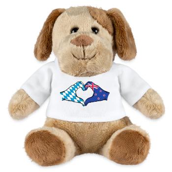 Bavière, Nouvelle-Zélande, drapeau, aiguilles, forme de coeur - Chien en peluche Helge MiniFeet® - blanc - Devant
