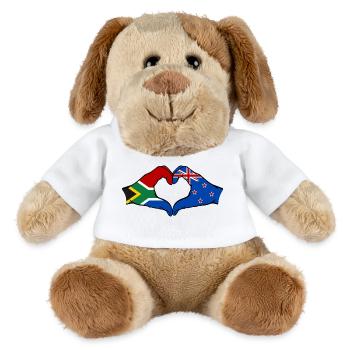 South Africa New Zealand Flag Hands Heart Shape - MiniFeet® Dog Helge - white - Front
