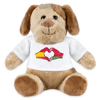 Spanien Belarus Flagge Hände Herzform used - MiniFeet® Hund Helge - Weiß - Vorne