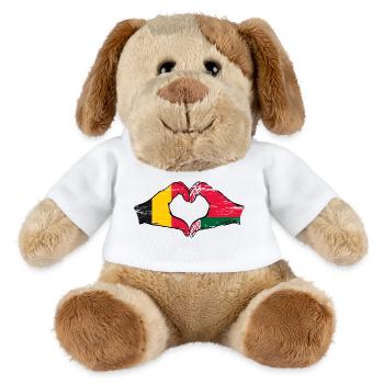 Belgien Belarus Flagge Hände Herzform used - MiniFeet® Hund Helge - Weiß - Vorne