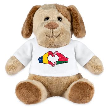 Rumänien Belarus Flagge Hände Herzform used - MiniFeet® Hund Helge - Weiß - Vorne