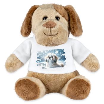 Winter Dream with a Cute Shih Tzu in the Snow - MiniFeet® Dog Helge - white - Front