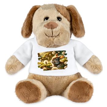 Rêve printanier avec lapin parmi les pissenlits - Chien en peluche Helge MiniFeet® - blanc - Devant
