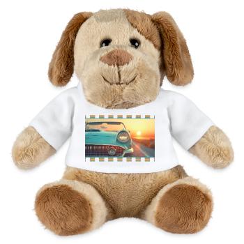 Retro-Cabrio im filmischen Sonnenuntergang - MiniFeet® Hund Helge - Weiß - Vorne