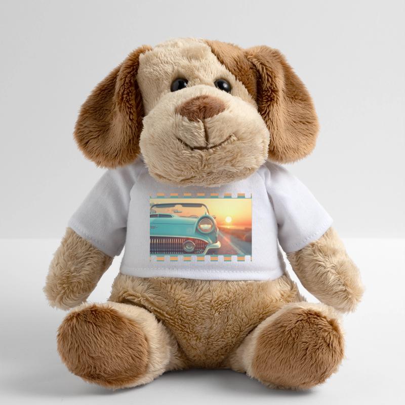 Cabriolet rétro dans un coucher de soleil cinématographique Chien en peluche Helge MiniFeet®