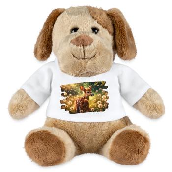 Reh auf goldener Löwenzahnwiese - MiniFeet® Hund Helge - Weiß - Vorne