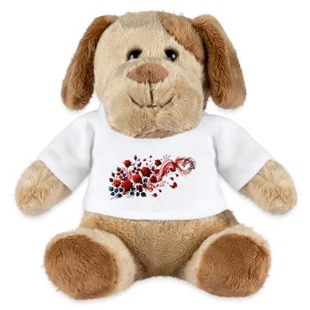 Rote Rosen mit eleganter Rauchschlaufe - MiniFeet® Hund Helge - Weiß - Vorne