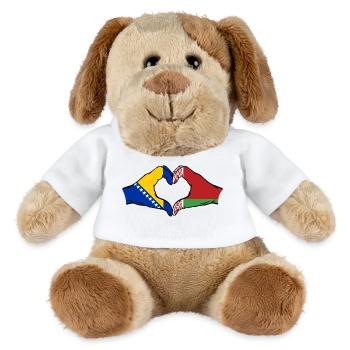 Bosnie Biélorussie drapeau mains coeur forme - Chien en peluche Helge MiniFeet® - blanc - Devant