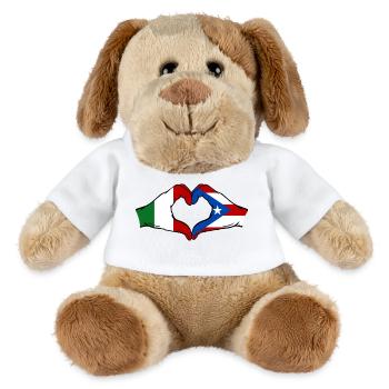 Italien Puerto Rico Flagge Hände Herzform - MiniFeet® Hund Helge - Weiß - Vorne