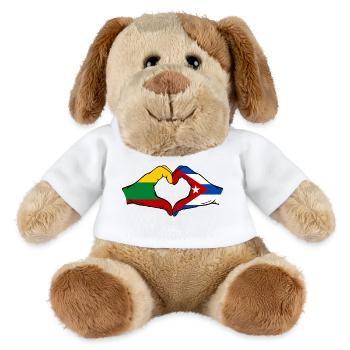 Litauen Kuba Flagge Hände Herzform - MiniFeet® Hund Helge - Weiß - Vorne