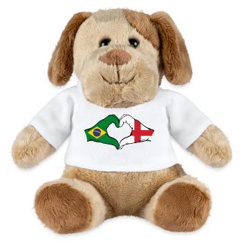 Brasilien England Flagge Hände Herzform - MiniFeet® Hund Helge - Weiß - Vorne