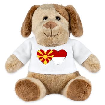 Macédoine Indonésie Drapeau Coeur - Chien en peluche Helge MiniFeet® - blanc - Devant