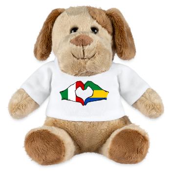 Italy Gabon Flag Hands Heart Shape - MiniFeet® Dog Helge - white - Front