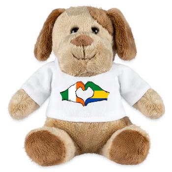 Ireland Gabon Flag Hands Heart Shape - MiniFeet® Dog Helge - white - Front