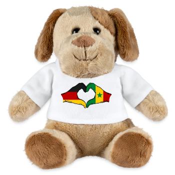 Drapeau de l'Allemagne et du Sénégal en forme de cœur - Chien en peluche Helge MiniFeet® - blanc - Devant
