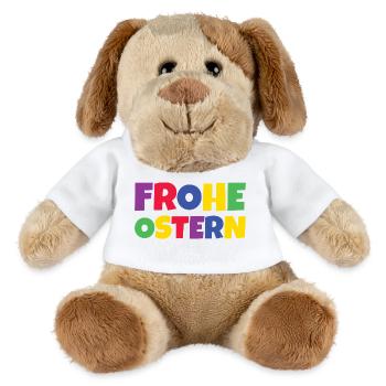 Frohe Ostern Bunte Schrift Typographie - MiniFeet® Hund Helge - Weiß - Vorne