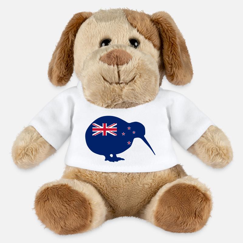 Drapeau néo-zélandais en forme de kiwi - Chien en peluche Helge MiniFeet® - blanc