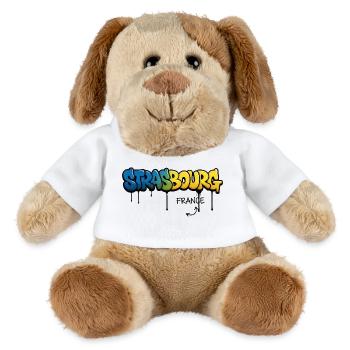Lettrage strasbourgeois façon graffiti - Chien en peluche Helge MiniFeet® - blanc - Devant