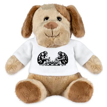 Affen spielen Schach-T-Shirt - MiniFeet® Hund Helge - Weiß - Vorne