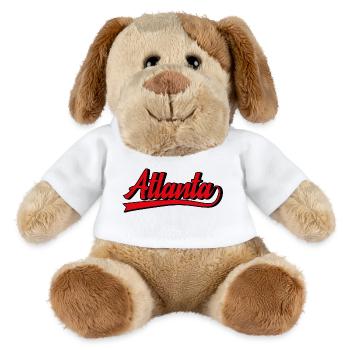 Atlanta Schriftzug Retro Stil Rot - MiniFeet® Hund Helge - Weiß - Vorne