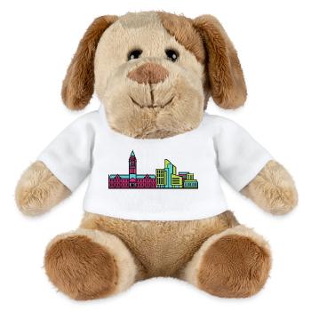 Bradford City Skyline Rathaus Moderne Linienkunst - MiniFeet® Hund Helge - Weiß - Vorne