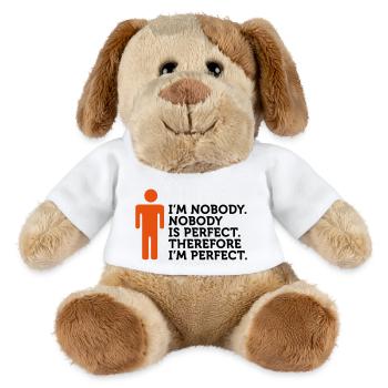 Personne n est parfait. Je ne suis personne. - Chien en peluche Helge MiniFeet® - blanc - Devant