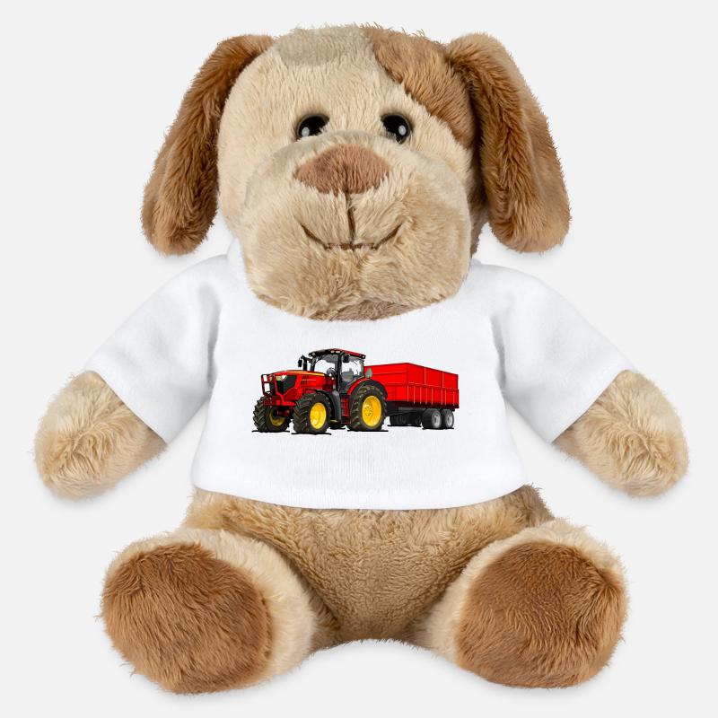 Traktor mit Anhänger - MiniFeet® Hund Helge - Weiß