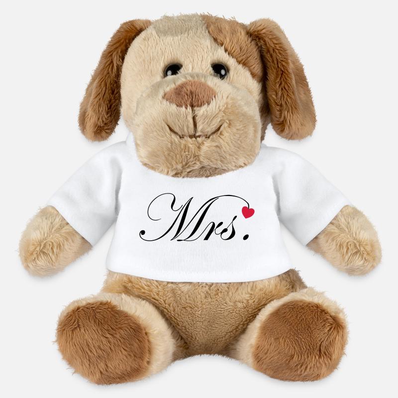 Mr and Mrs Hochzeit Herz Design Paar Geschenk - MiniFeet® Hund Helge - Weiß