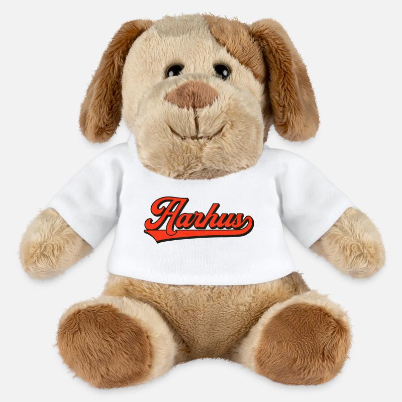 Aarhus Retro Schriftzug – Dänemark Style - MiniFeet® Hund Helge - Weiß