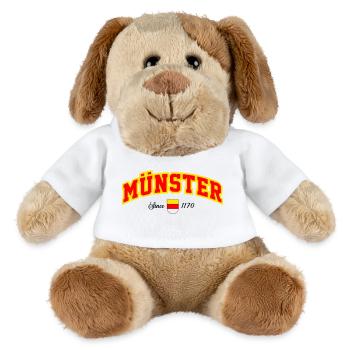 Münster City Schriftzug Banner - MiniFeet® Hund Helge - Weiß - Vorne