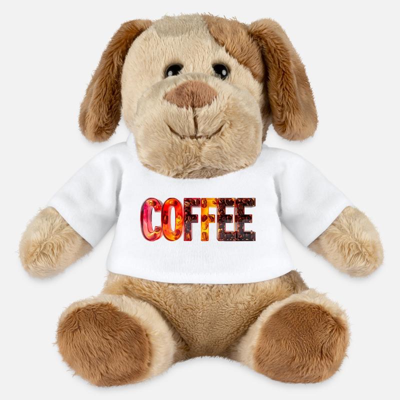 COFFEE – Glasbuchstaben mit Kaffeebohnen - MiniFeet® Hund Helge - Weiß