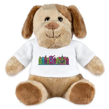 Gdansk City Skyline Neptune Fountain Art - MiniFeet® Dog Helge - white - Front