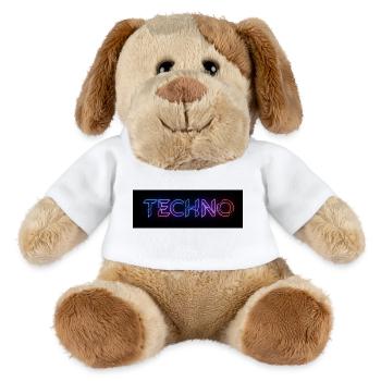 Techno Neon Glitch Text - MiniFeet® Hund Helge - Weiß - Vorne