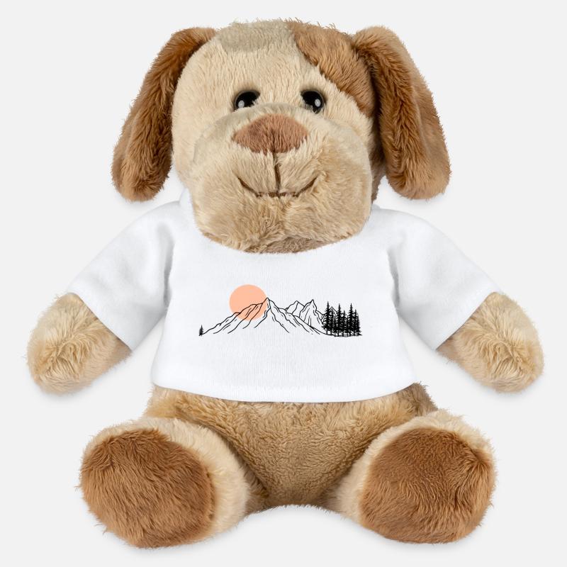 Pfirsichfarbene Horizont-Strichzeichnungen - MiniFeet® Hund Helge - Weiß