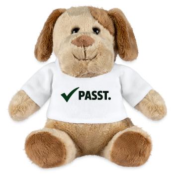 Passt. Minimal Meme Statement T-Shirt - MiniFeet® Hund Helge - Weiß - Vorne