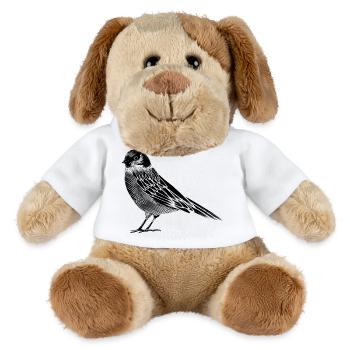Schwarz Weiß Zeichnung eines Vogels - MiniFeet® Hund Helge - Weiß - Vorne