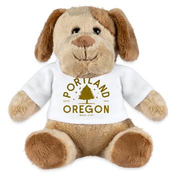 Logo d’arbre vintage à Portland, Oregon - Chien en peluche Helge MiniFeet® - blanc - Devant