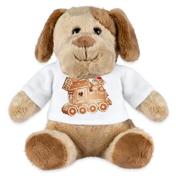 decorated gingerbread locomotive for Christmas - MiniFeet® Dog Helge - white - Front