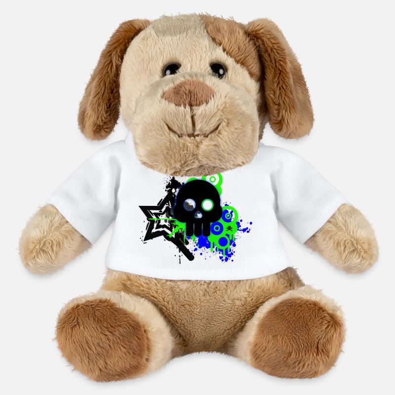Neon Schädel Spritzer - MiniFeet® Hund Helge - Weiß