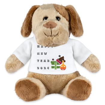 happy new year - Chien en peluche Helge MiniFeet® - blanc - Devant
