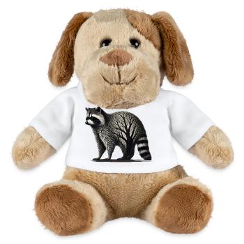 Maille de raton laveur et d’arbre en filigrane dans la fourrure - Chien en peluche Helge MiniFeet® - blanc - Devant