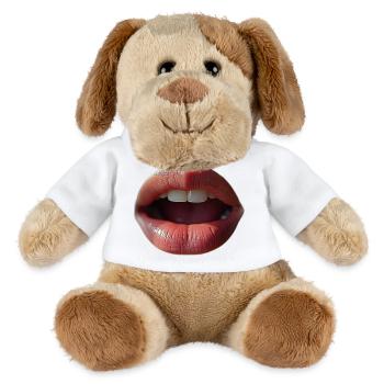 Close Lips: Kiss Motif - MiniFeet® Dog Helge - white - Front