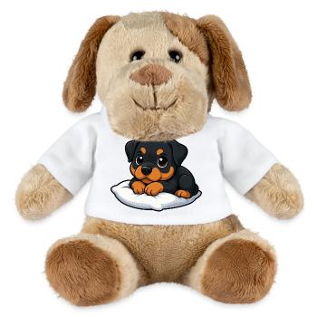 Süßer Rottweiler Cartoon entspannt kuschelig - MiniFeet® Hund Helge - Weiß - Vorne