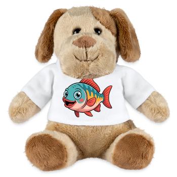Lebhafter Cartoonfisch im Retro Design - MiniFeet® Hund Helge - Weiß - Vorne