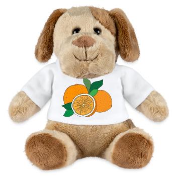 orangefarbener Druck - MiniFeet® Hund Helge - Weiß - Vorne
