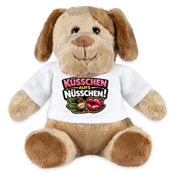 Bisous sur la noix – Baiser espiègle en disant - Chien en peluche Helge MiniFeet® - blanc - Devant