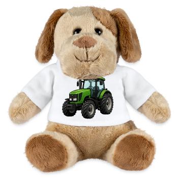 Conception puissante du tracteur vert - Chien en peluche Helge MiniFeet® - blanc - Devant